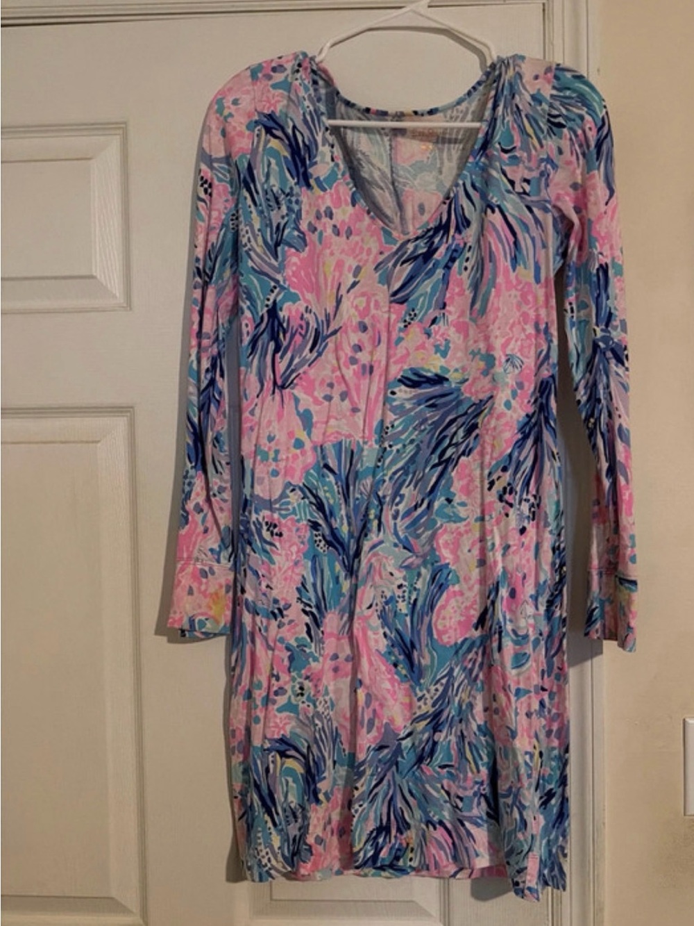 Lilly Pulitzer Pink & Blue V-Neck Long Sleeve Dress